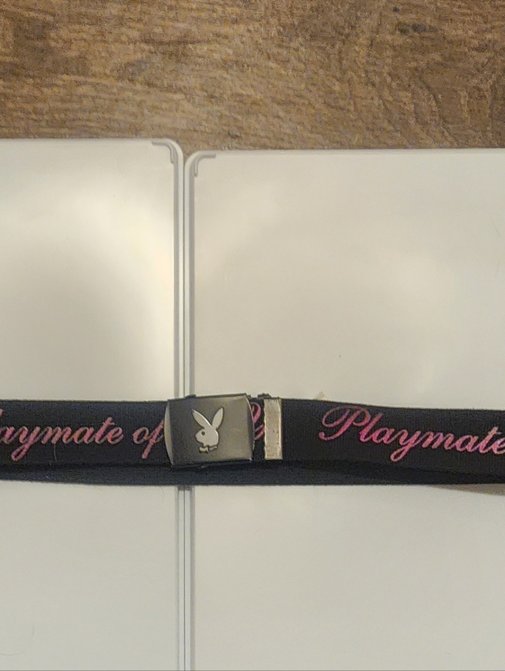 Playboy Playmate Of The Year Black Belt with Pink Script S/M
